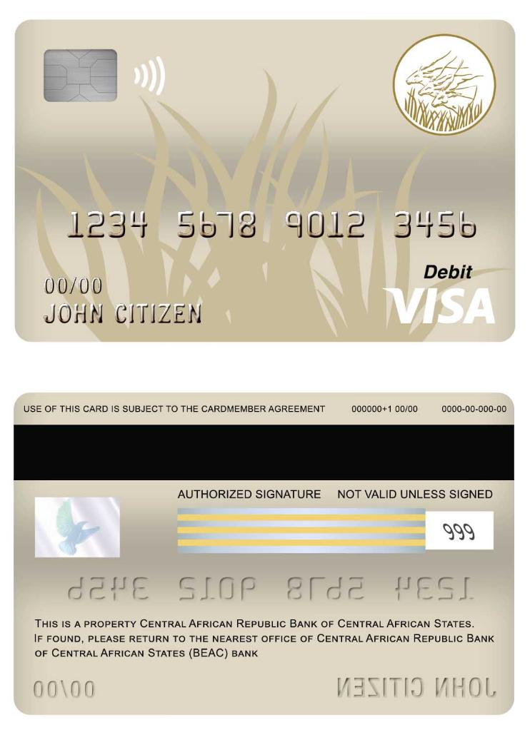 Central African Republic Bank of Central African States (BEAC) bank visa debit card